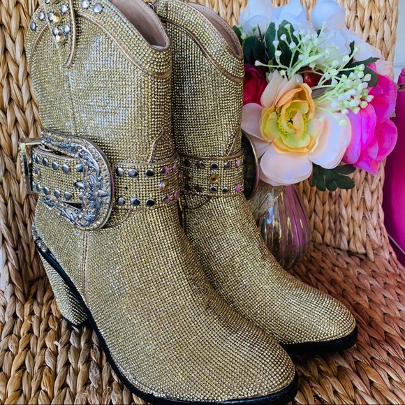 New Dolls Kill Honey Rhinestone Western Cowboy Boots - Picture 8 of 11